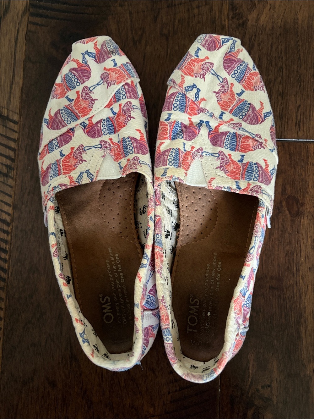 TOMS Cream Slip-On Flats with Rhino Print